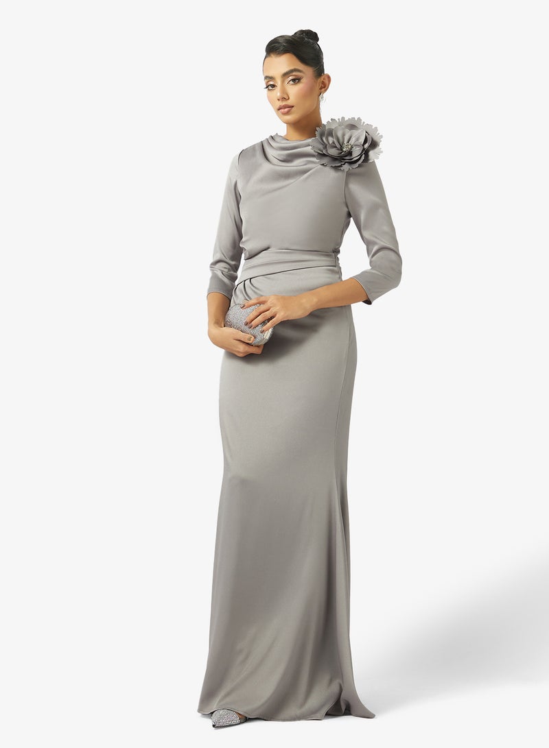 Iyra Floral Shoulder Maxi Dress - Image 4